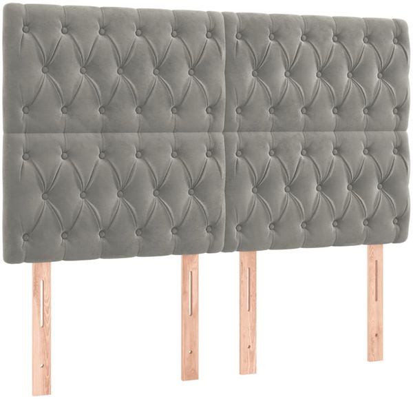 vidaXL Boxspringbett mit Matratze & LED Hellgrau 180x200 cm Samt 3136317 Bild 7