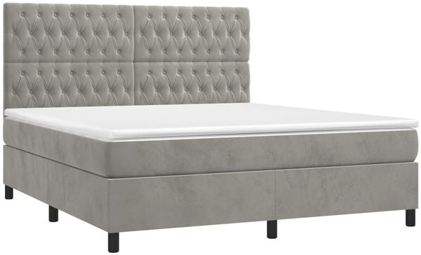 vidaXL Boxspringbett mit Matratze & LED Hellgrau 180x200 cm Samt 3136317 Bild 3