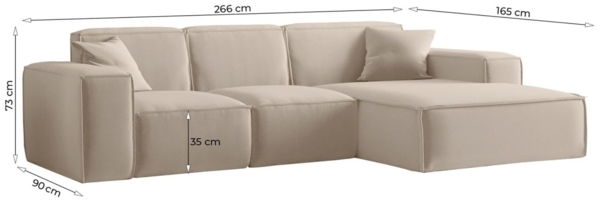 Ecksofa Designersofa CELES PREMIUM in Stoff Artico Grau Ottomane Rechts Bild 2