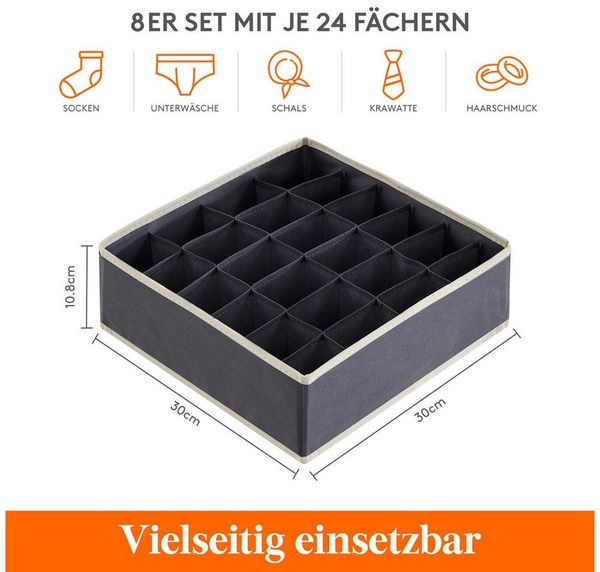 Lifewit Aufbewahrungsdose Socken Unterwäsche Schubladen Organizer, Ordnungssystem Kleiderschrank (8 St)