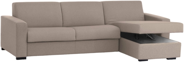 Dmora Sofa mit Halbinsel Azechiele, Ecksofa, Halbinsel mit umkehrbarem Stauraum, schmale Armlehnen, 100 % Made in Italy, 260 x 95 x 90 cm, Taupe Bild 6