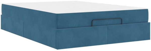 vidaXL Bettgestell Blau 160 x 200 cm Samt 3399574