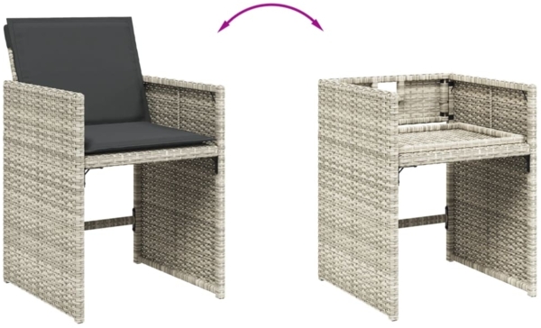 vidaXL 13-tlg. Garten-Essgruppe mit Kissen Hellgrau Poly Rattan 3211163 Bild 6