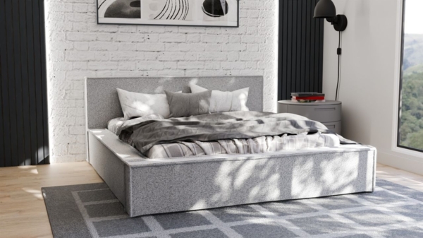 Polsterbett Doppelbett Bett ALDANA 120x200cm in Stoff Puente Beige