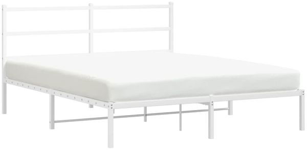 Doppelbett, Bettgestell Modernen mit Kopfteil Metall Weiß 160x200 cm d757e