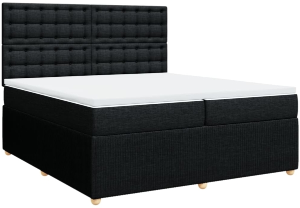 vidaXL Boxspringbett mit Matratze Schwarz 200x200 cm Stoff 3292179