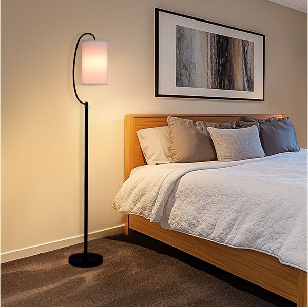 STANBOW Stehlampe Stehleuchten LED E27,Bogenlampe, Lampenschirm Stehlampen, Leselampe Wohnzimmer,Eckstehlampe für Büro Schlafzimmer Esszimmer