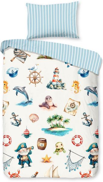 good morning Kinderbettwäsche Capi, Renforcé, 2 teilig, Baumwolle, Renforcé, Wendeoptik, Kind, Baby, Maritim, Meer