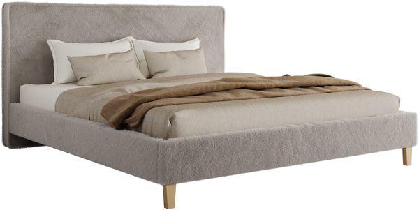 Design Polsterbett LUMARO CLASSIC 140 x 200 cm mit Lattenrost & 12cm hohen Füßen, Doppelbett mit Kopfteil, Konfigurierbar - Hellgrau Plüsch Bild 4