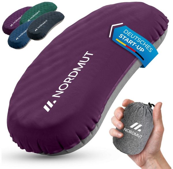 Nordmut Reisekissen aufblasbar & ergonomisch für Camping & Outdoor, kompakt & ultraleicht, Spar-Set, 1-tlg, Nordmut Rago + Kompressionsbeutel, Trekking, Schlafkissen für Nacht, waschbarer Bezug, Kompressionsbeutel