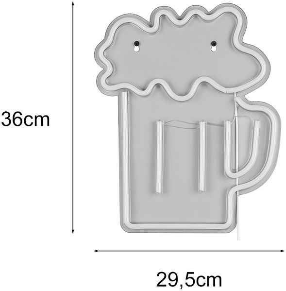 Ausgefallene Neon LED Wandleuchte BEER mit USB Kabel & Schalter, Höhe 36cm Bild 4