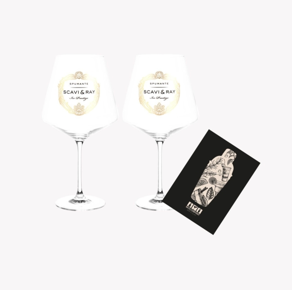 Scavi & Ray ICE Glas NEU 2er Set Gläser - 2x Ballonglas für Prosecco / Champagner / Wein ICE Gläser weiss mit 0,2L Eichung