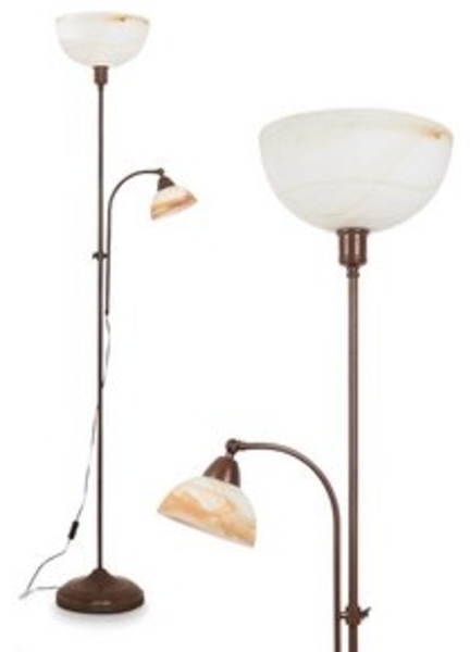 hofstein Stehlampe »Pereto« antike Bodenlampe aus Metall/Glas, Braun/Alabasterfarben/Weiß, ohne Leuchtmittel, Stehlampe mit Fußdimmer + An-/Ausschalter, E27+ E14 Bild 6