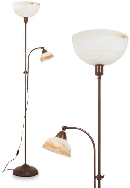 hofstein Stehlampe »Pereto« antike Bodenlampe aus Metall/Glas, Braun/Alabasterfarben/Weiß, ohne Leuchtmittel, Stehlampe mit Fußdimmer + An-/Ausschalter, E27+ E14 Bild 1