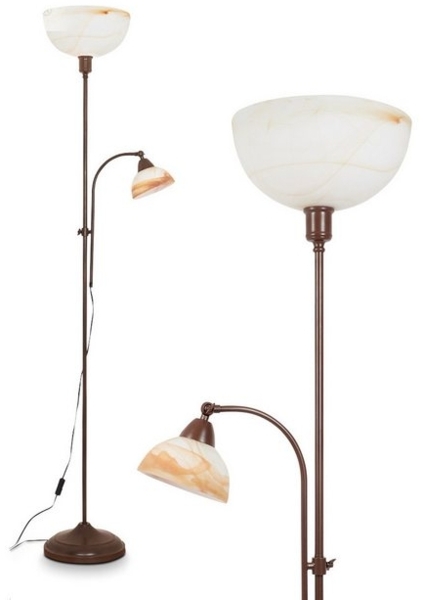 hofstein Stehlampe »Pereto« antike Bodenlampe aus Metall/Glas, Braun/Alabasterfarben/Weiß, ohne Leuchtmittel, Stehlampe mit Fußdimmer + An-/Ausschalter, E27+ E14 Bild 4