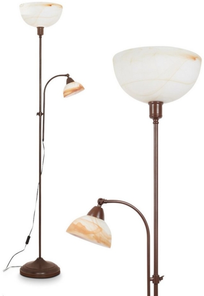 hofstein Stehlampe »Pereto« antike Bodenlampe aus Metall/Glas, Braun/Alabasterfarben/Weiß, ohne Leuchtmittel, Stehlampe mit Fußdimmer + An-/Ausschalter, E27+ E14 Bild 5