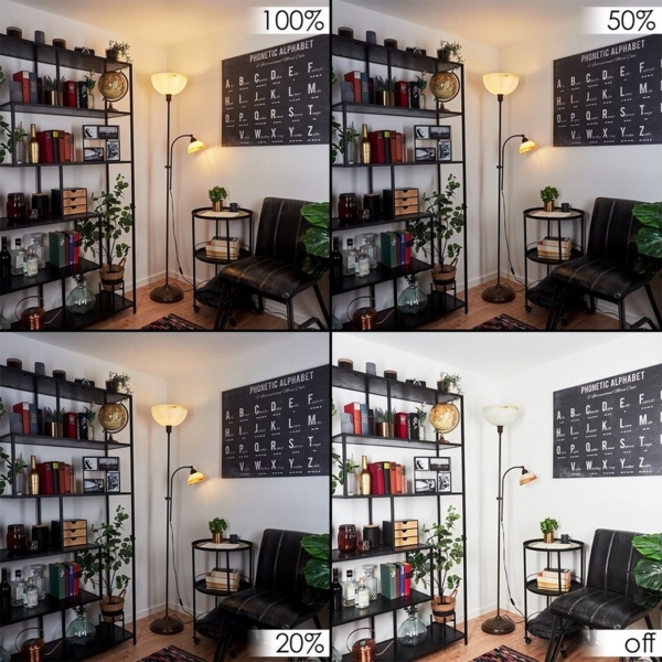 hofstein Stehlampe »Pereto« antike Bodenlampe aus Metall/Glas, Braun/Alabasterfarben/Weiß, ohne Leuchtmittel, Stehlampe mit Fußdimmer + An-/Ausschalter, E27+ E14 Bild 2