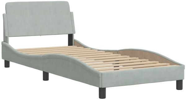 vidaXL Bett mit Matratze "Dover" Hellgrau 90x190 cm Samt 3208311 Bild 4