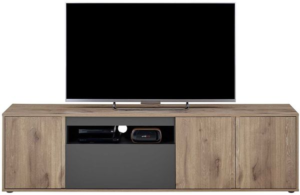 Lowboard Nancy / Novara, Holzwerkstoff, Grau, Holzfarben, 186 x 50 x 42 cm