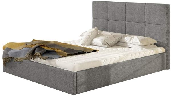 Selsey GIRONA - Polsterbett Doppelbett mit Lattenrost Bettkasten Stoffbezug in Hellgrau 160x200 cm