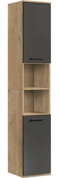 mokebo Hochschrank Der Kapitän (mit 5 Einlegeböden) hoher Badschrank oder Badezimmerschrank Eiche Schwarz