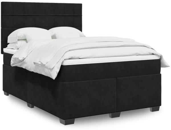 vidaXL Boxspringbett mit Matratze Schwarz 140x200 cm Samt 3293232