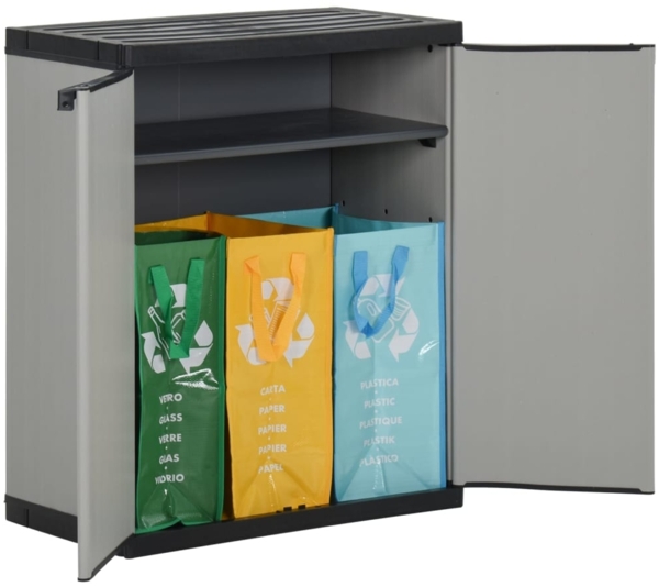 vidaXL Mülltonnenbox Grau und Schwarz 68x40x85 cm PP 340987