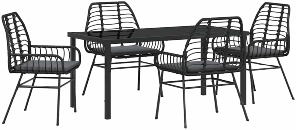 vidaXL Garten Essgruppe 5 pcs Schwarz Poly-Rattan 3380858 Bild 1