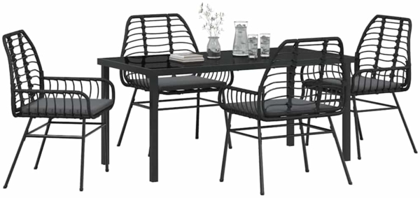 vidaXL Garten Essgruppe 5 pcs Schwarz Poly-Rattan 3380858 Bild 2