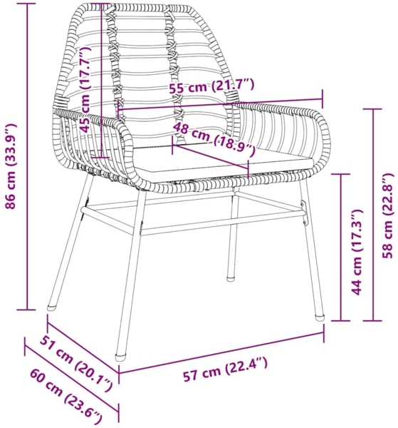 vidaXL Garten Essgruppe 5 pcs Schwarz Poly-Rattan 3380858 Bild 9