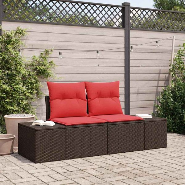 vidaXL Garten-Sofa mit Kissen 184 x 62 x 69 cm Poly-Rattan 42006798
