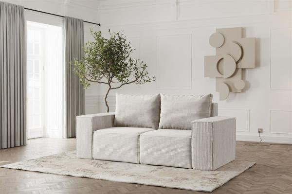 Sofa Designersofa ESTELLE 2-Sitzer in Stoff Poso Creme