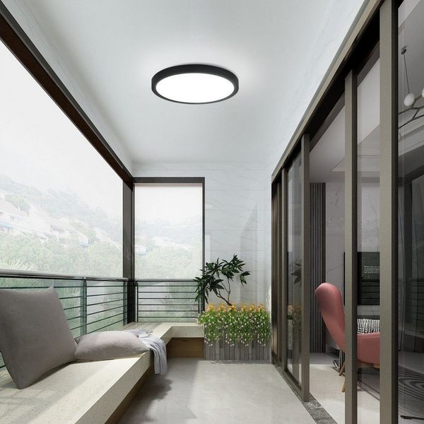 Nettlife LED Panel Schwarz Kaltweiß Deckenleuchte Flach Rund Ø22cm 6500K, LED fest integriert, Kaltweiß, Küche Flur Wohnzimmer Schlafzimmer