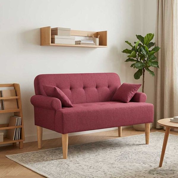 vidaXL Zweisitzer mit Knopfheftung Weinrot 120 x 65 x 79 cm Stoff 42041812