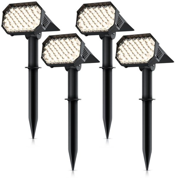 Brandson LED Gartenstrahler Solar Erdspießleuchte, Akku Gartenleuchte, Solarspotlight Wandmontage, Ein-/Ausschalter, mehrere Helligkeitsstufen, LED fest integriert, Warmweiß, Solarstrahler 80 Lumen, Solarleuchte warnweiß, für Garten, Balkon IP65
