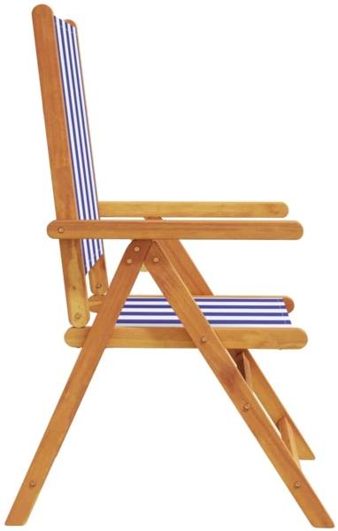 vidaXL Gartenstühle Verstellbar 6 Stk. Blau Weiß Stoff und Massivholz 3214554 Bild 4