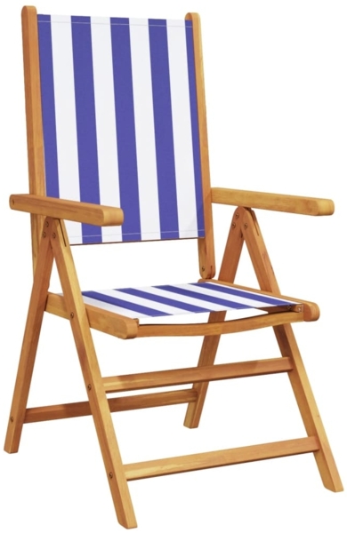 vidaXL Gartenstühle Verstellbar 6 Stk. Blau Weiß Stoff und Massivholz 3214554 Bild 2