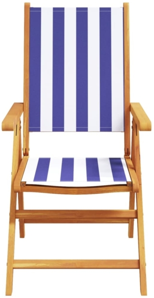 vidaXL Gartenstühle Verstellbar 6 Stk. Blau Weiß Stoff und Massivholz 3214554 Bild 3