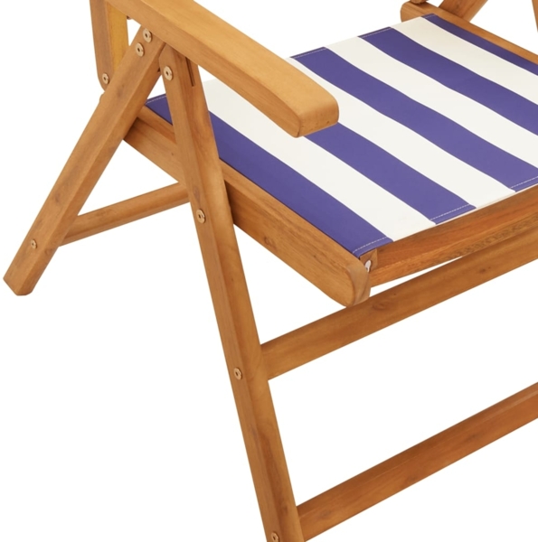 vidaXL Gartenstühle Verstellbar 6 Stk. Blau Weiß Stoff und Massivholz 3214554 Bild 7