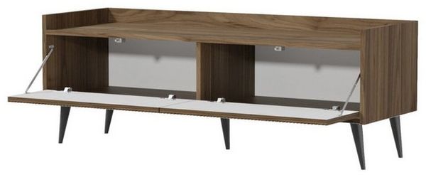 Deine Möbel 24 TV-Board DALIA 07 TV-Schrank TV-Lowboard 121 cm breit (DALIA-Kollektion, 1 St, ideal für für Ihr Wohnzimmer), 2 Klappen, geriffelte Fronten, Farbe Kashmir oder Walnuss
