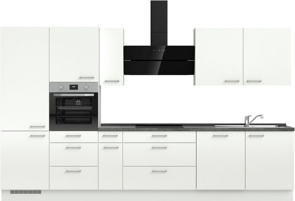 nobilia® Küchenzeile "Laser II", NEU: individuell anpassbar mit gratis Profi-Beratung, vormontiert, 360 cm breit, optional mit verschiedenen E‑Geräte-Sets