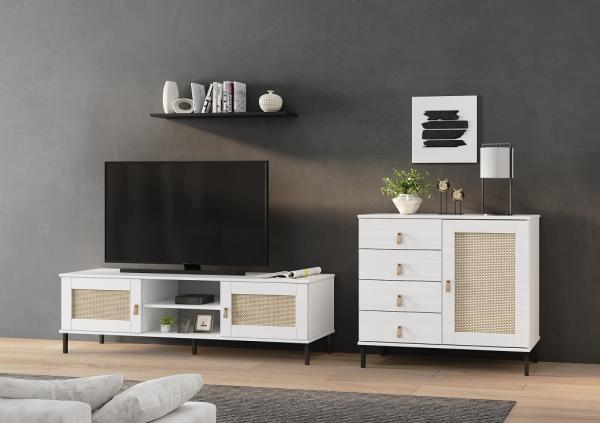 TV Board 158x47cm 'Seattle' Kiefer massiv weiß Bild 7