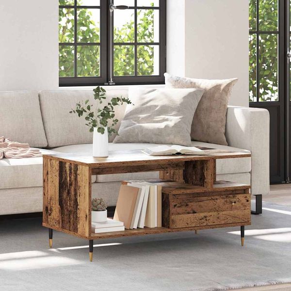 vidaXL Couchtisch mit Schubladen Altholz 90 x 49 x 45 cm Holzwerkstoff 882705