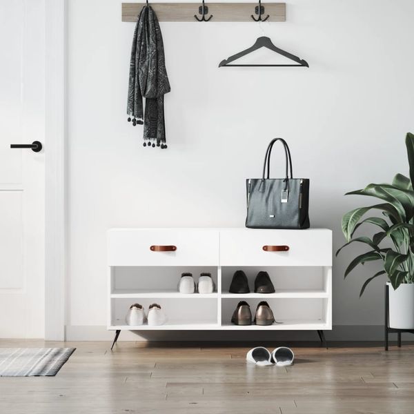 vidaXL Schuhbank Weiß 102x35x55 cm Holzwerkstoff 829708
