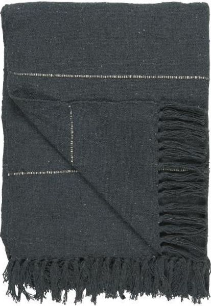 Plaid anthrazit m/creme Streifen quer