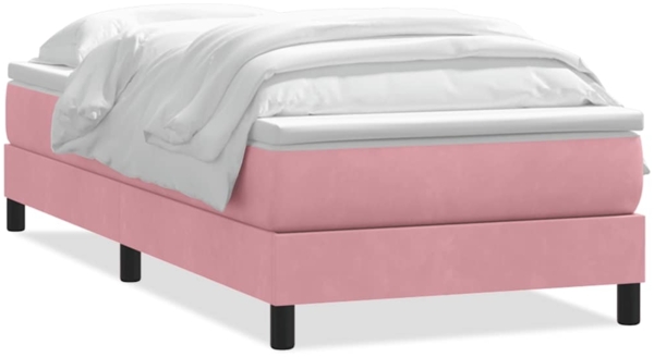 vidaXL Boxspringbett mit Matratze Rosa 80x220 cm Samt 3315950