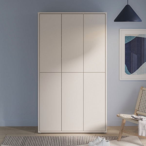 Forte Alice Springs Schuhschrank 100 110, moderner Schrank mit 6 Türen, 15 Einlegeböden, Holzwerkstoff, Kaschmir/Beige, 109,2 cm breit x 191,9 cm hoch x 34,9 cm tief