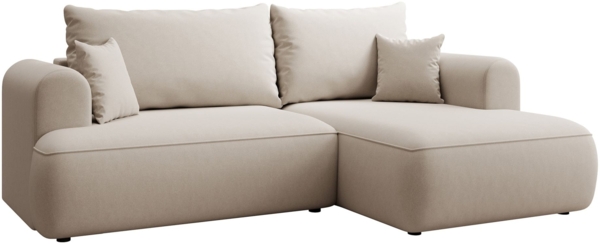 Selsey ''Ovo Mini' Eckschlafsofa rechtsseitig mit Stauraum, Easy-Clean-Samtbezug, creme, 93 x 238 x 156 cm