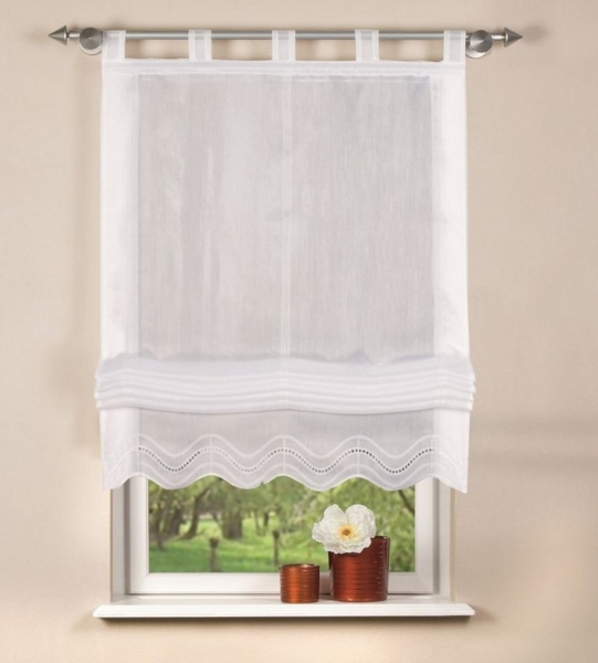 HOME WOHNIDEEN Raffrollo Home Wohnideen Schlaufenrollo Batist Lochstickerei, standard