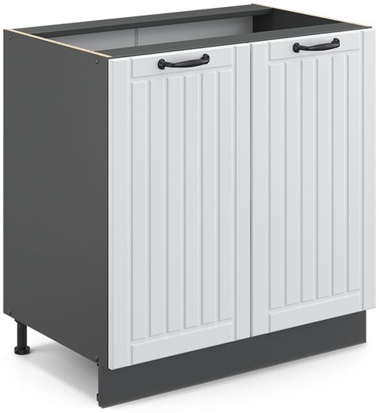 Spülenunterschrank Fame-Line Weiß Landhaus 80 cm mit Regal, ohne Arbeitsplatte Vicco